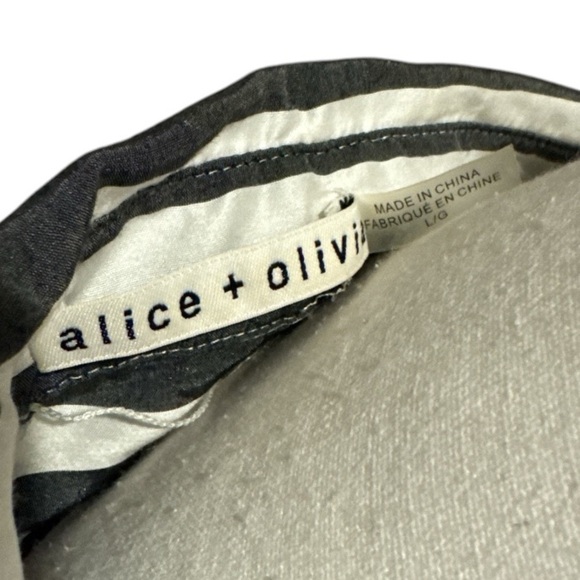 Alice + Olivia Tate Black White Striped Belted Shirt Dress Tunic Top Size L - Picture 7 of 10